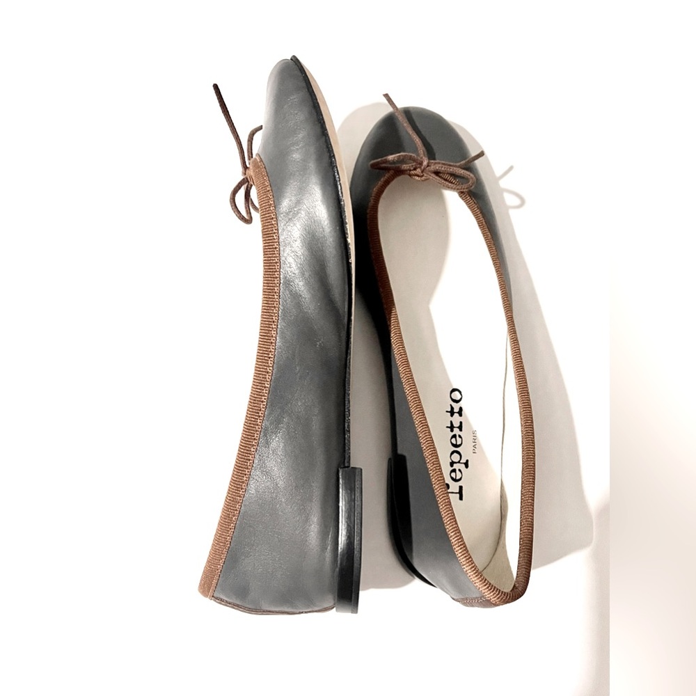 NEW, Repetto Cendrillon Ballet Flats in Limited-Edition Dark Grey Leather - Picture 6 of 14